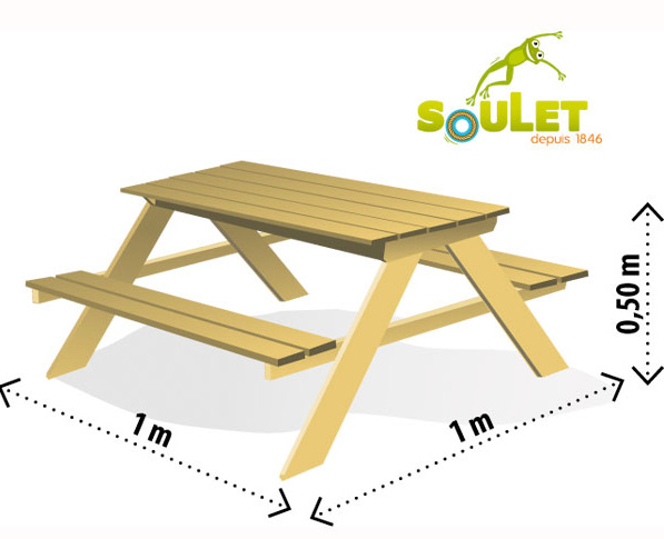 Dimensiuni masuta din lemn cu bacute si lada de nisip Table Sable Soulet 770412 